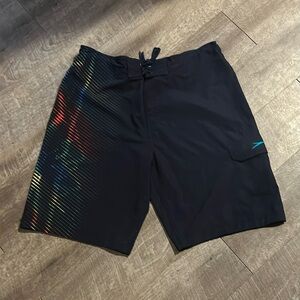 Speedo Size 36 Mens Interference Glow Board Shorts Swim Trunks Cargo Pocket Blue